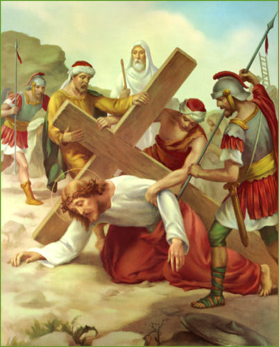  The Seventh Station. | Jesus falls again, for the second time.